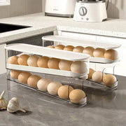 Automatic rolling egg holder for easy storage