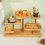 Multi tier wooden ladder shelf stylish display and storage rack