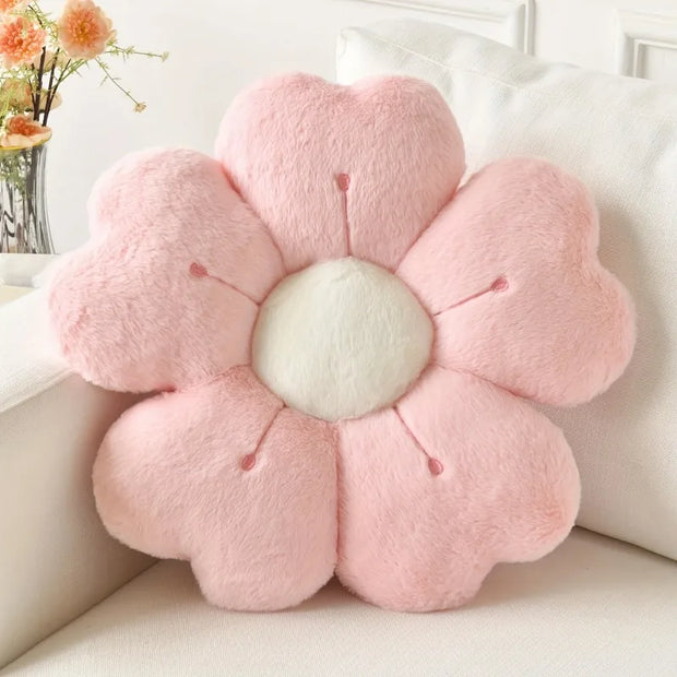 Flower-shaped plush throw rillow