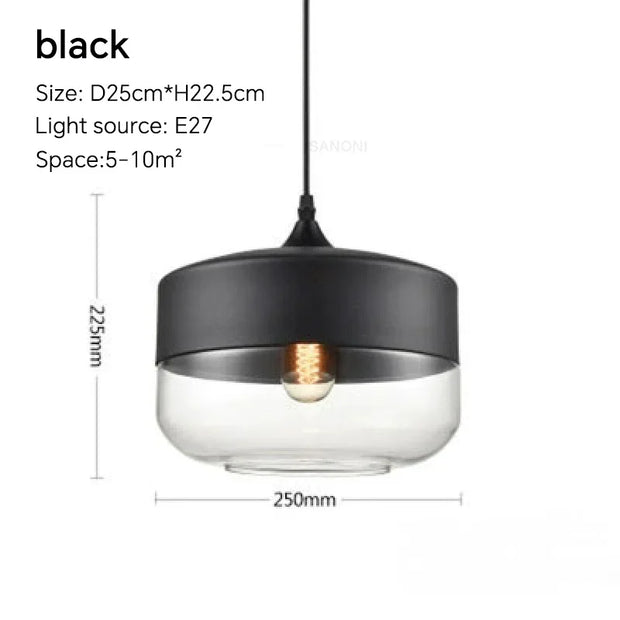 NoirGlow™ Combined Metal-Glass Pendant Lights