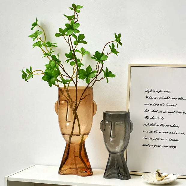 Modern glass head vase