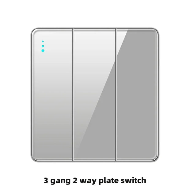 LuxeCharge® Deluxe grey glass wall switch UK 110-250V