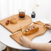 Wave-Shaped Wooden Serving Tray