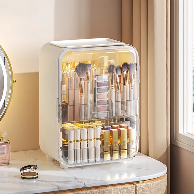 LED Makeup organizer with mirror