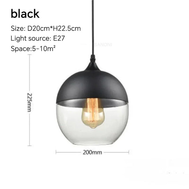 NoirGlow™ Combined Metal-Glass Pendant Lights