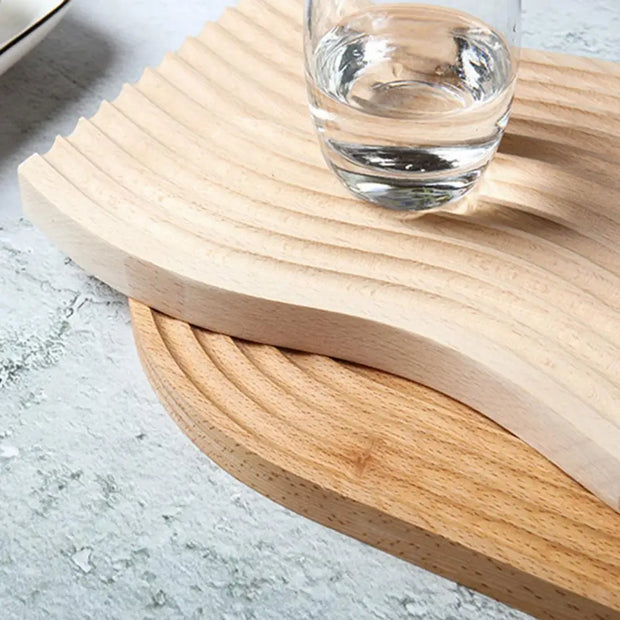 Wave-Shaped Wooden Serving Tray