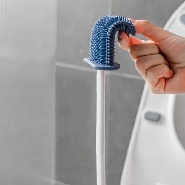 Silicone toilet brush with ventilated holder