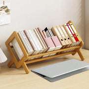 Compact bamboo desk bookshelf