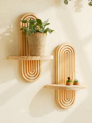 Modern Geometric Wooden Wall Shelf