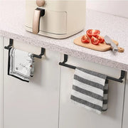 Stainless steel over-cabinet towel rack Black