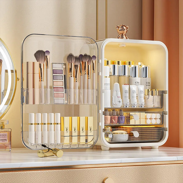 LED Makeup organizer with mirror