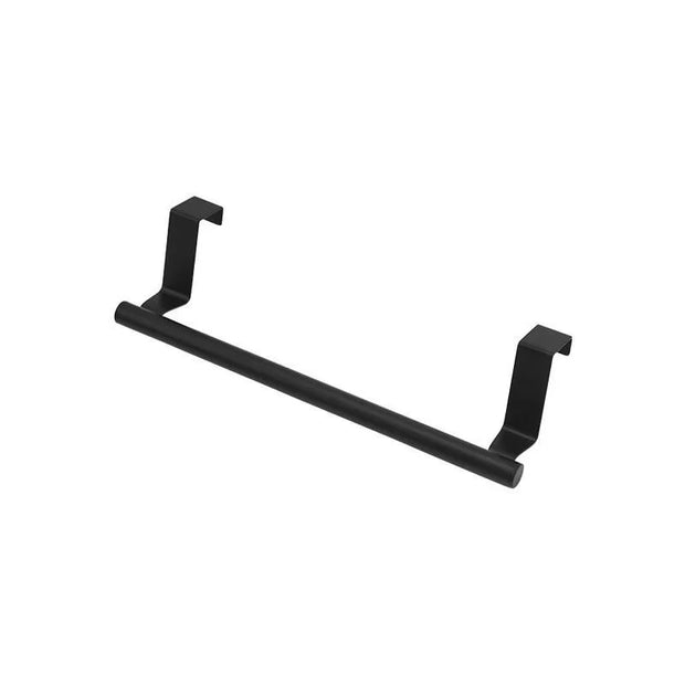 Stainless steel over-cabinet towel rack Black