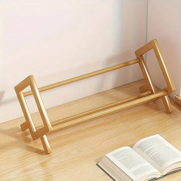 Compact bamboo desk bookshelf