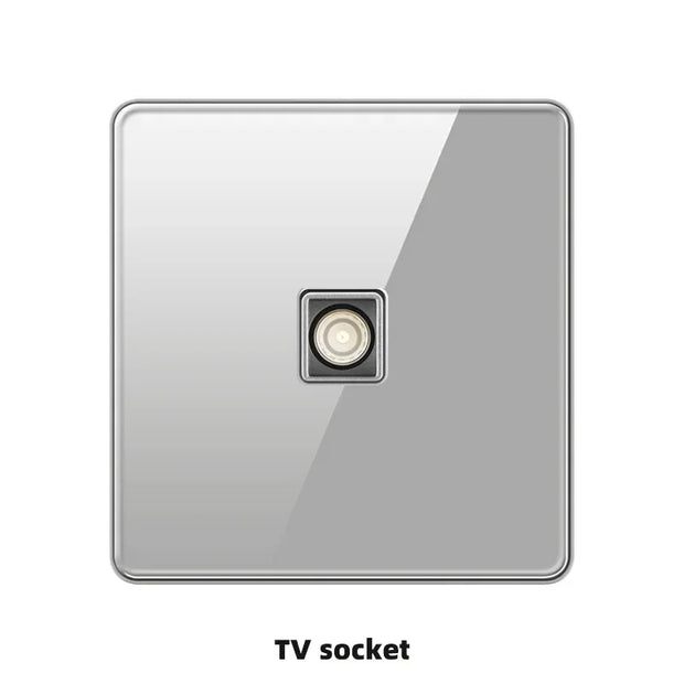 LuxeCharge® Deluxe grey glass wall switch UK 110-250V