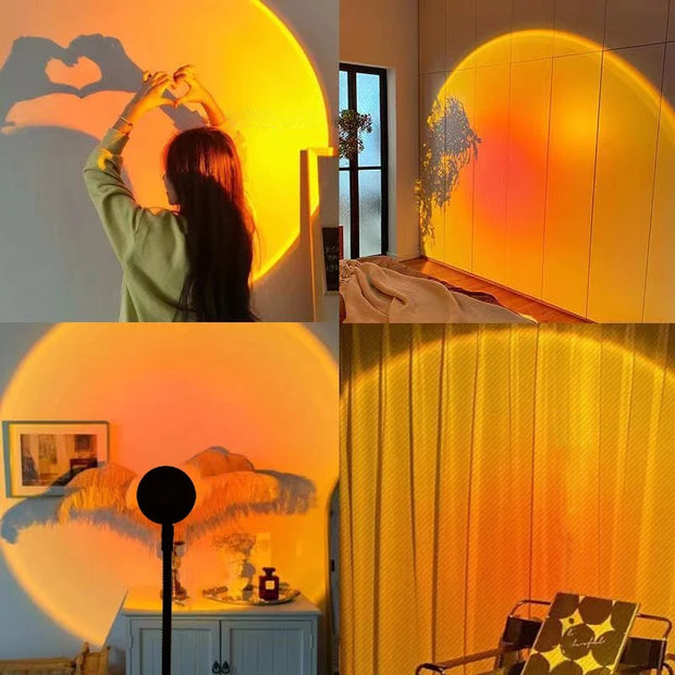 Led sunset projector lamp with 16 colors and remote control for bedroom, living room or photo backdrop
