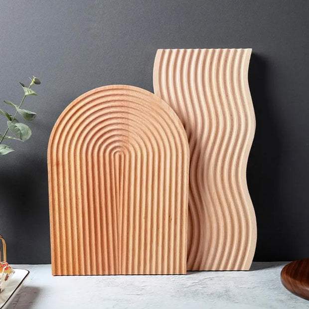 Wave-Shaped Wooden Serving Tray