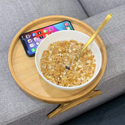 Sofa armrest tray table clip-on wooden snack holder for coffee and remote control