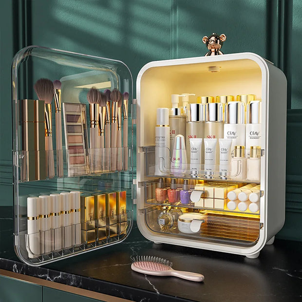 LED Makeup organizer with mirror