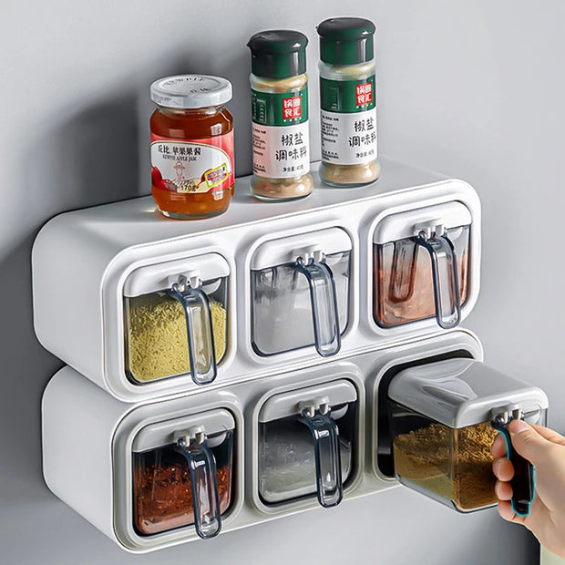 Wall-Mounted Spice Organizer – Space-Saving Kitchen Storage GRAY Box