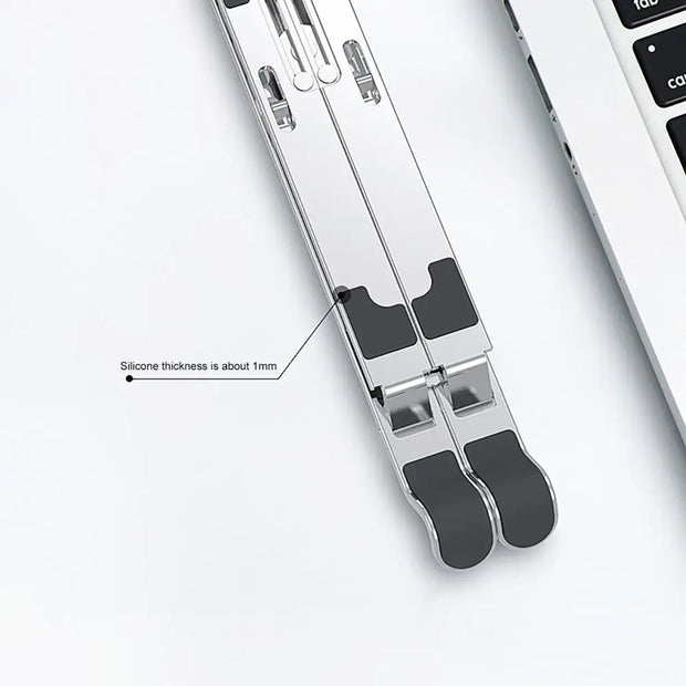 Aluminum adjustable foldable laptop stand with heat dissipation and ergonomic support for notebooks and tablets
