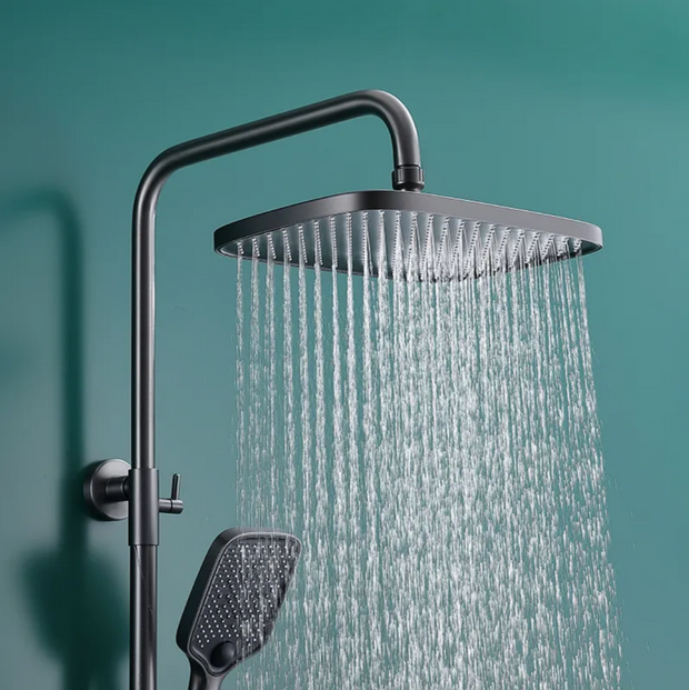 Modern Wall-Mounted Shower Faucet – Set in Gun Grey with Rain Shower, Bidet Spray, and Under Spout