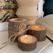 Rustic wooden candle holders