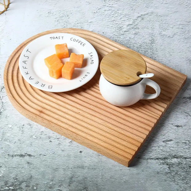 Wave-Shaped Wooden Serving Tray